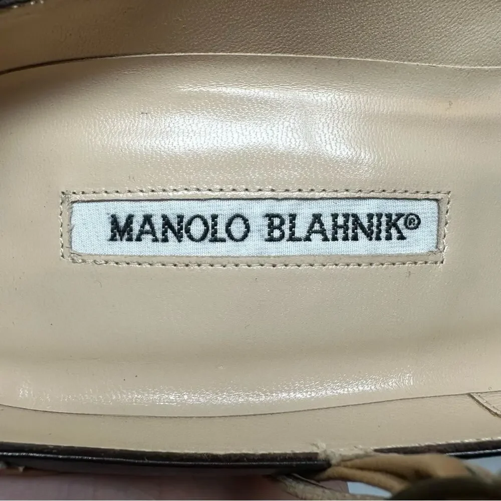 Manolo Blahnik Cap Toe Mary Jane Leather Heels Womens Size EU 39